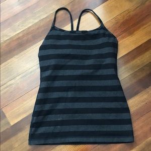 Black striped Lululemon workout top